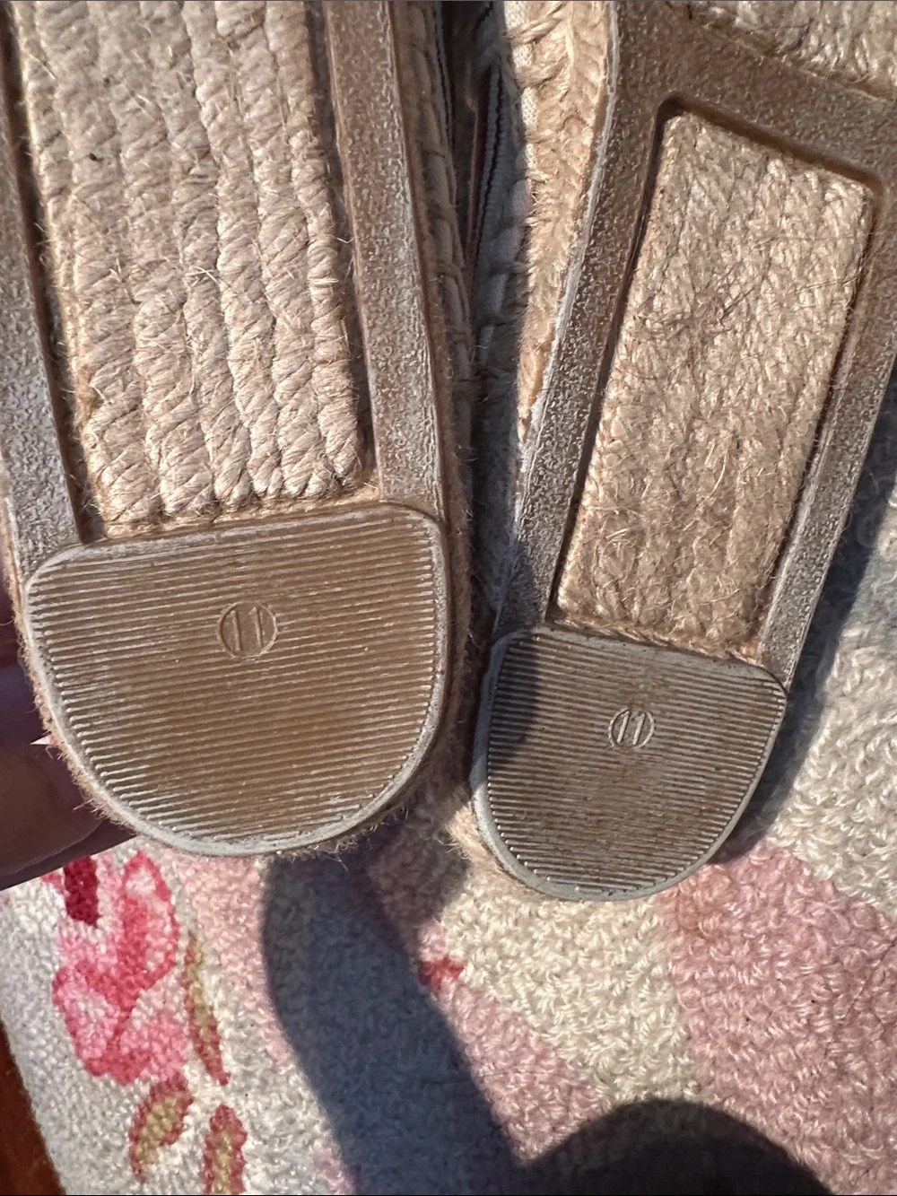 Tory Burch Cream Canvas Espadrille with Burgundy Stripes